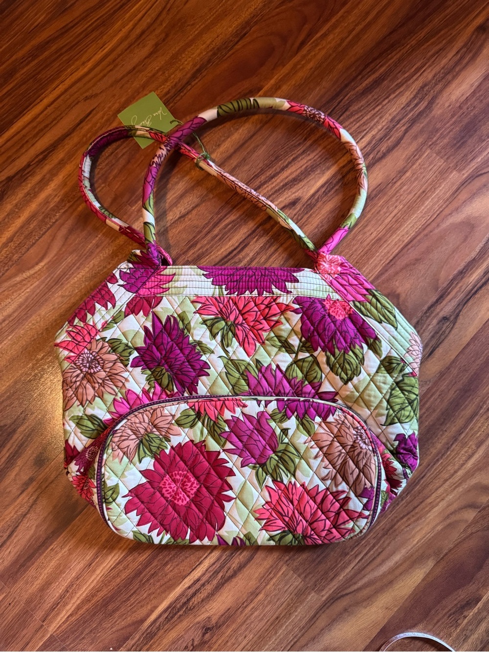 NWT Vera Bradley Angie Shoulder Bag PinkGreen Floral Quilted Tote
